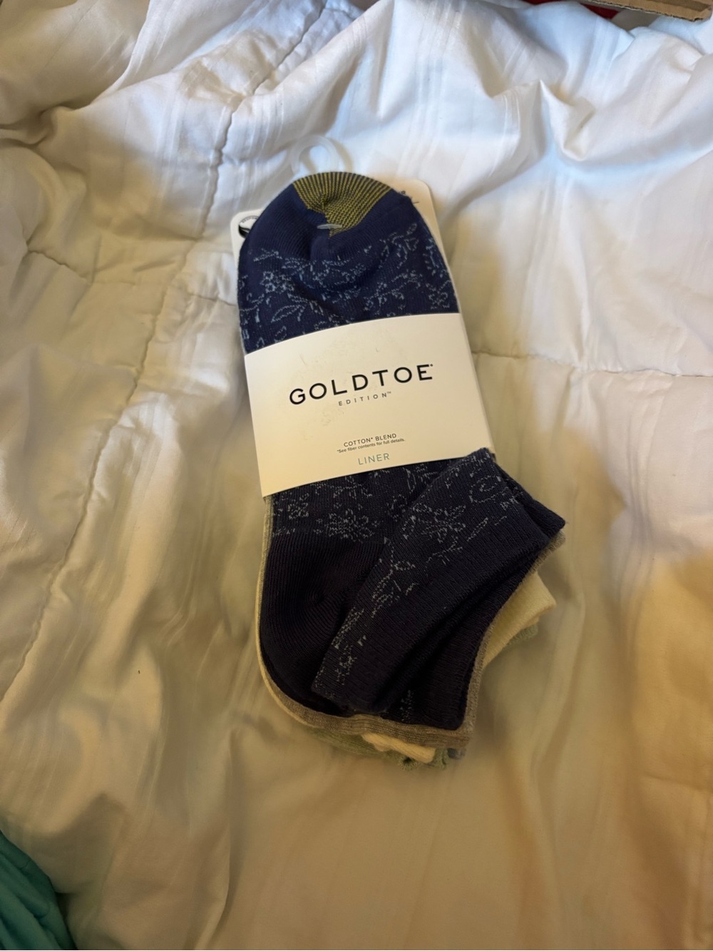 Gold Toe Navy, Olive, and Cream Low-Cut Liner Socks - 6 Pack